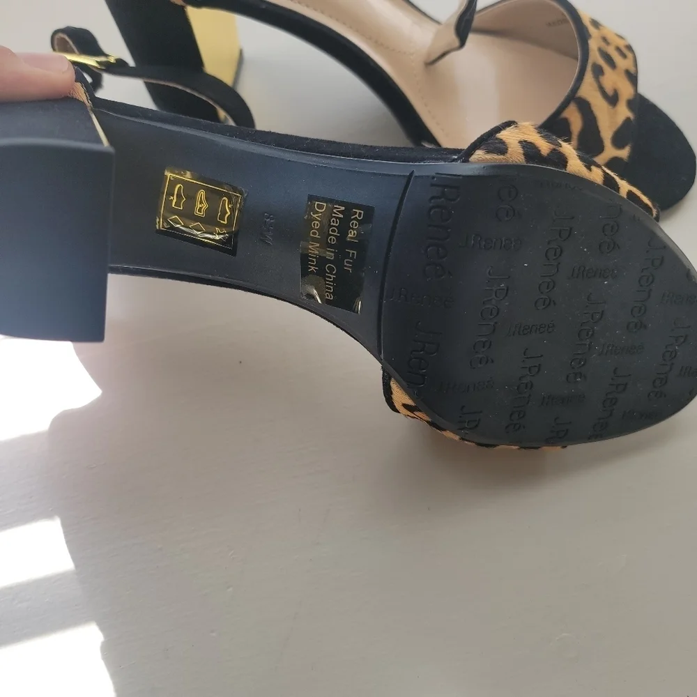 J.Renee, Leopard Ankle Strap Sandal, 81/2W